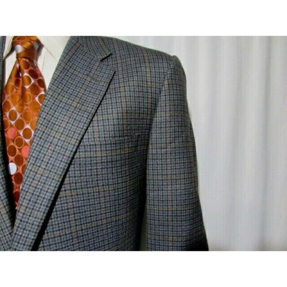 Hickey Freeman 42L Green Plaid‎ Cashmere Wool Sport Jacket Coat Blazer - Picture 3 of 11
